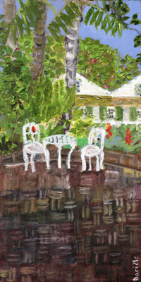 Garden with White Chairs